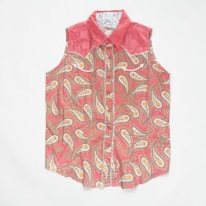 Twenty X Womens Ultra Paisley Sleeveless Western Snap Shirt Ruffle Medium Used